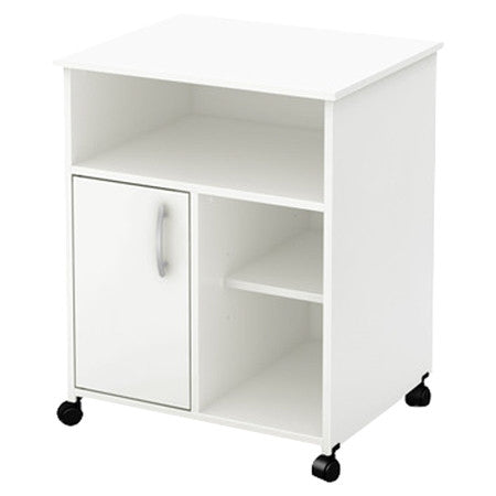 Modern Home Office Printer Stand Cart with Casters in White FastFurnishings