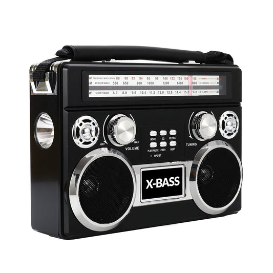 SuperSonic Retro Rechargeable 3 Band Radio With Bluetooth and Flashlight in Black W2B