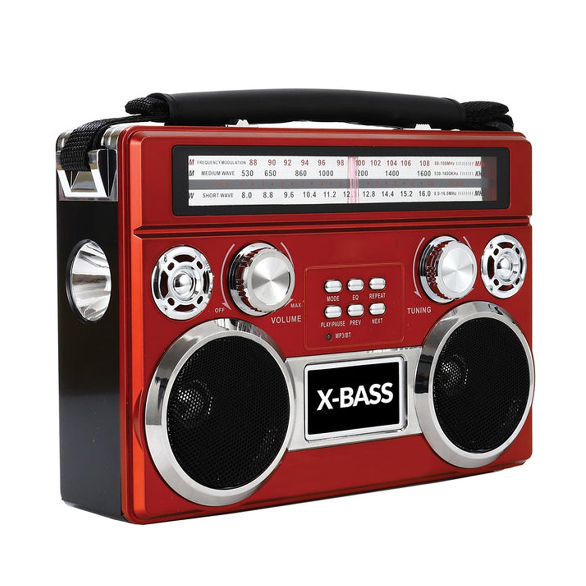 SuperSonic Retro Rechargeable 3 Band Radio With Bluetooth and Flashlight in Red W2B