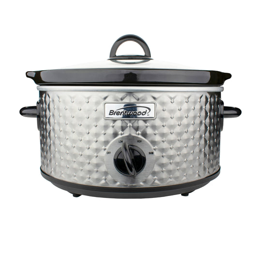 Brentwood 3.5 Quart Diamond Pattern Slow Cooker in Stainless Steel W2B