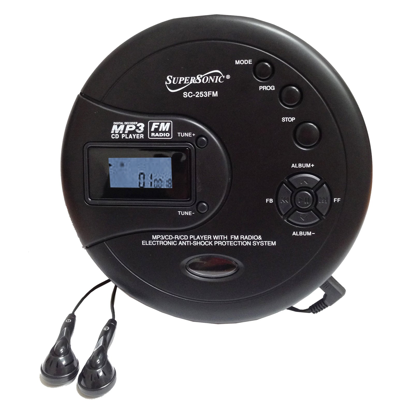 Supersonic Personal MP3/CD Player with FM Radio W2B