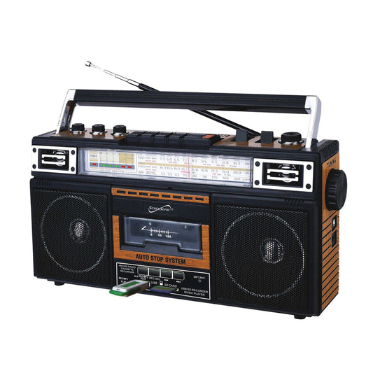 SuperSonic 4 Band Radio & Cassette Player with Cassette To Mp3 Converter and Bluetooth W2B