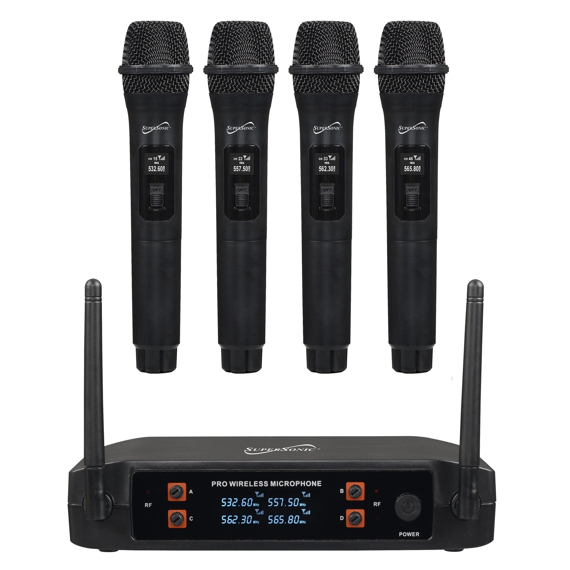 SuperSonic 2.4G 4 Channel Wireless Microphone System W2B