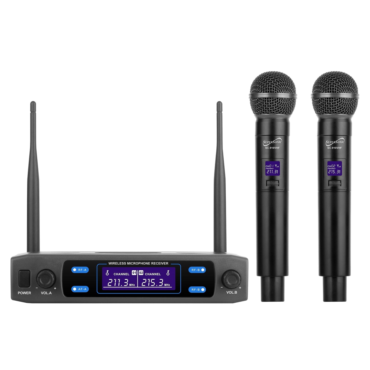 SuperSonic VHF Dual Channel Wireless Microphone System W2B