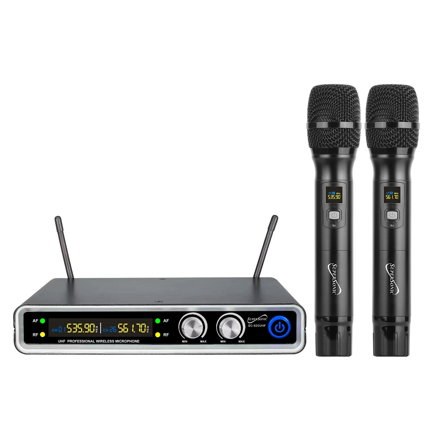 SuperSonic UHF Dual Fixed Channel Wireless Microphone System with 200ft Range W2B