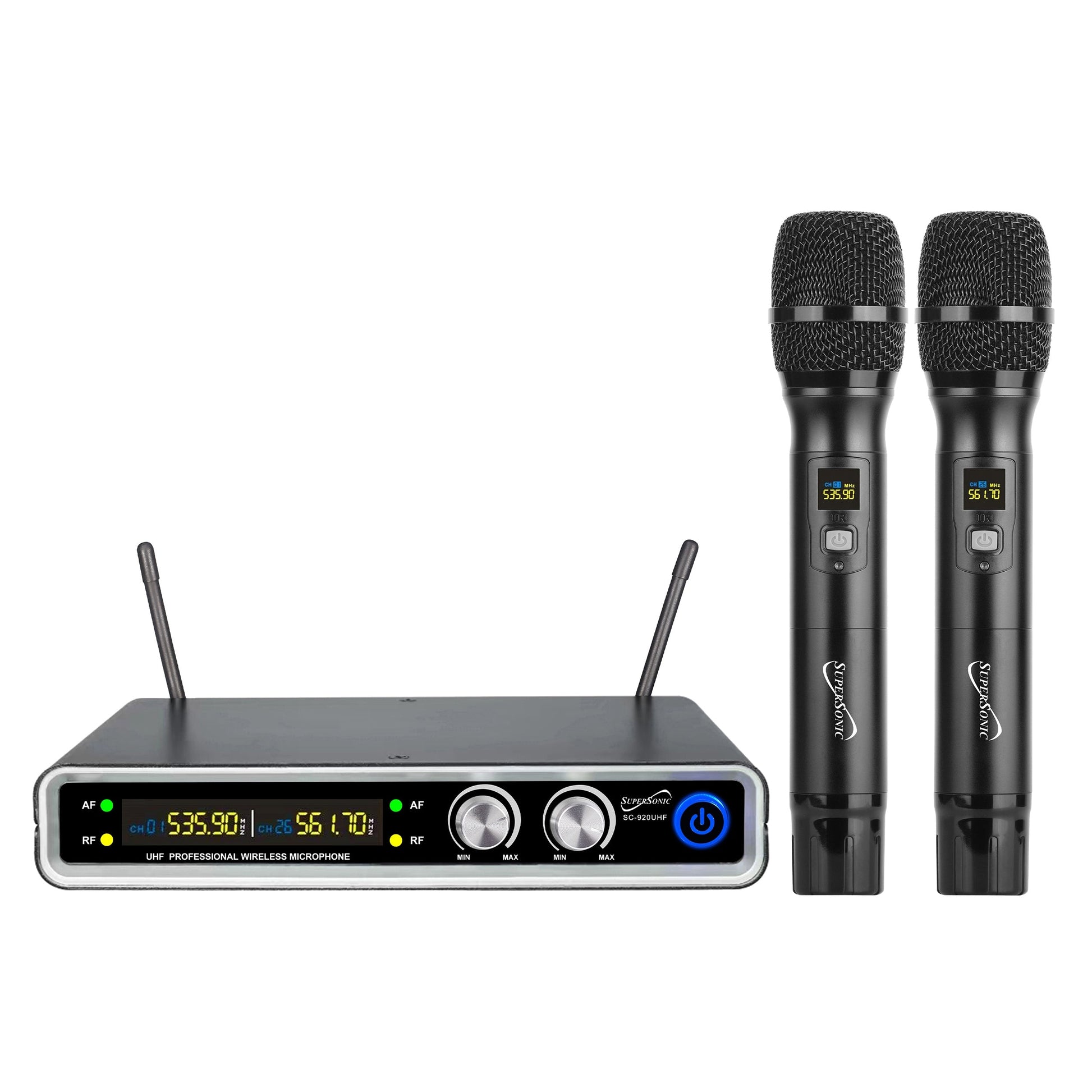 SuperSonic UHF Dual Fixed Channel Wireless Microphone System with 200ft Range W2B