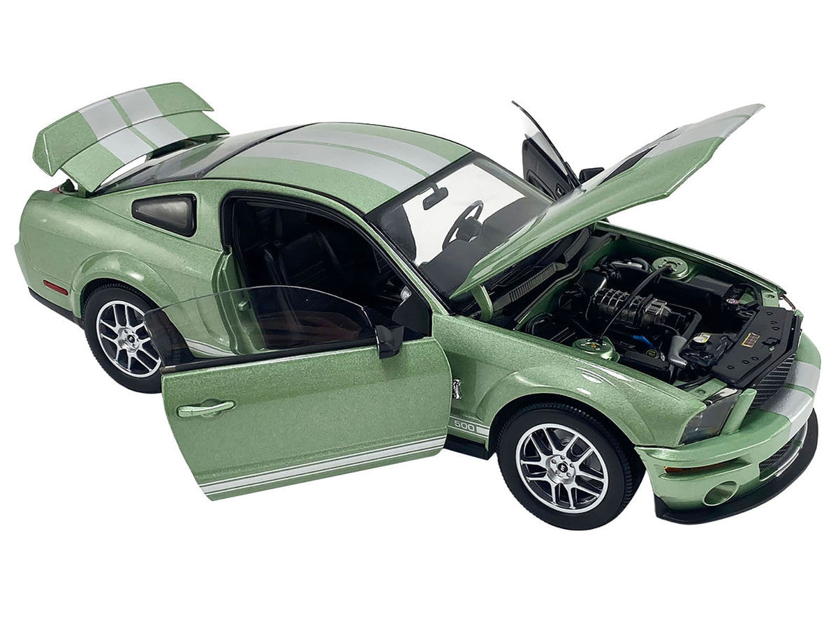 2007 Ford Shelby GT500 Lime Green Metallic with Silver Stripes "Shelby Collectibles" Series 1/18 Diecast Model Car by ACME Acme