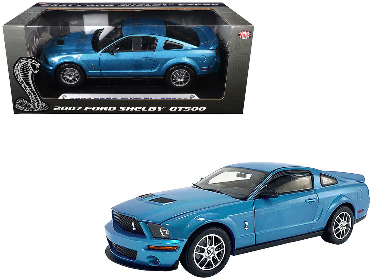 2007 Ford Shelby GT500 Windveil Blue Metallic "Shelby Collectibles" Series 1/18 Diecast Model Car by ACME Acme