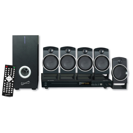 Supersonic 5.1 Channel DVD Home Theater System with USB Input and Karaoke Function W2B