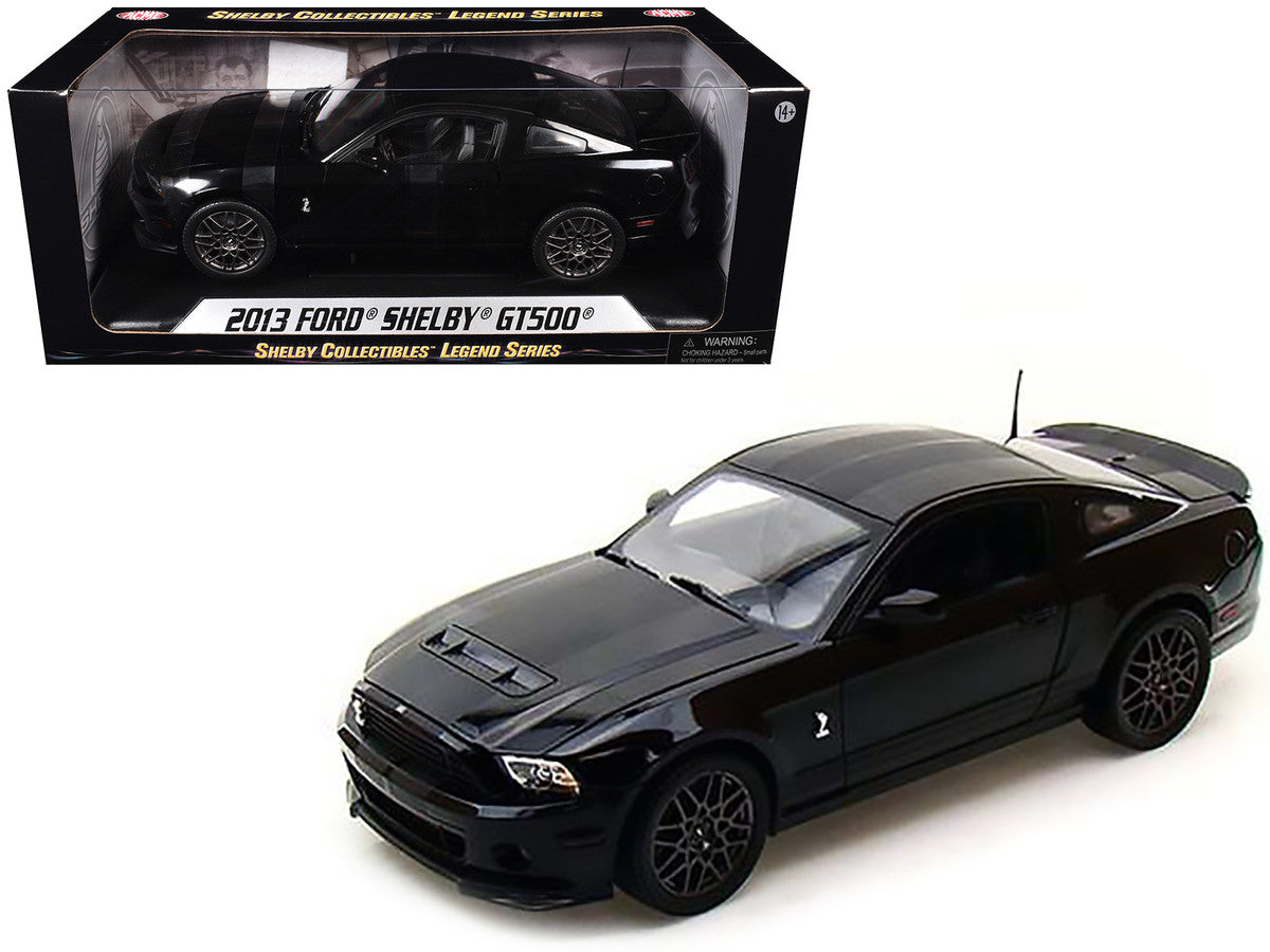 2013 Ford Shelby Mustang Cobra GT500 SVT Black with Black Stripes 1/18 Diecast Car Model by Shelby Collectibles Shelby Collectibles