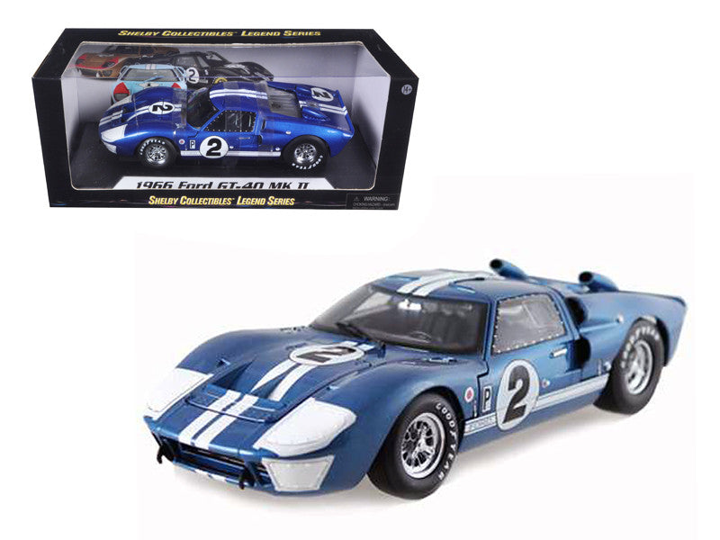 1966 Ford GT40 GT 40 Mark II #2 Blue 12 Hours of Sebring 1/18 Diecast Car Model by Shelby Collectibles-0
