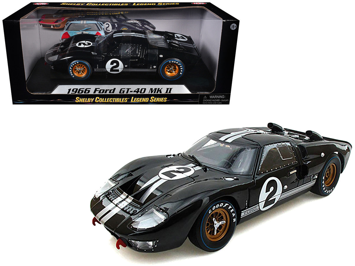 1966 Ford GT-40 MK II #2 Black 1/18 Diecast Model Car by Shelby Collectibles Shelby Collectibles