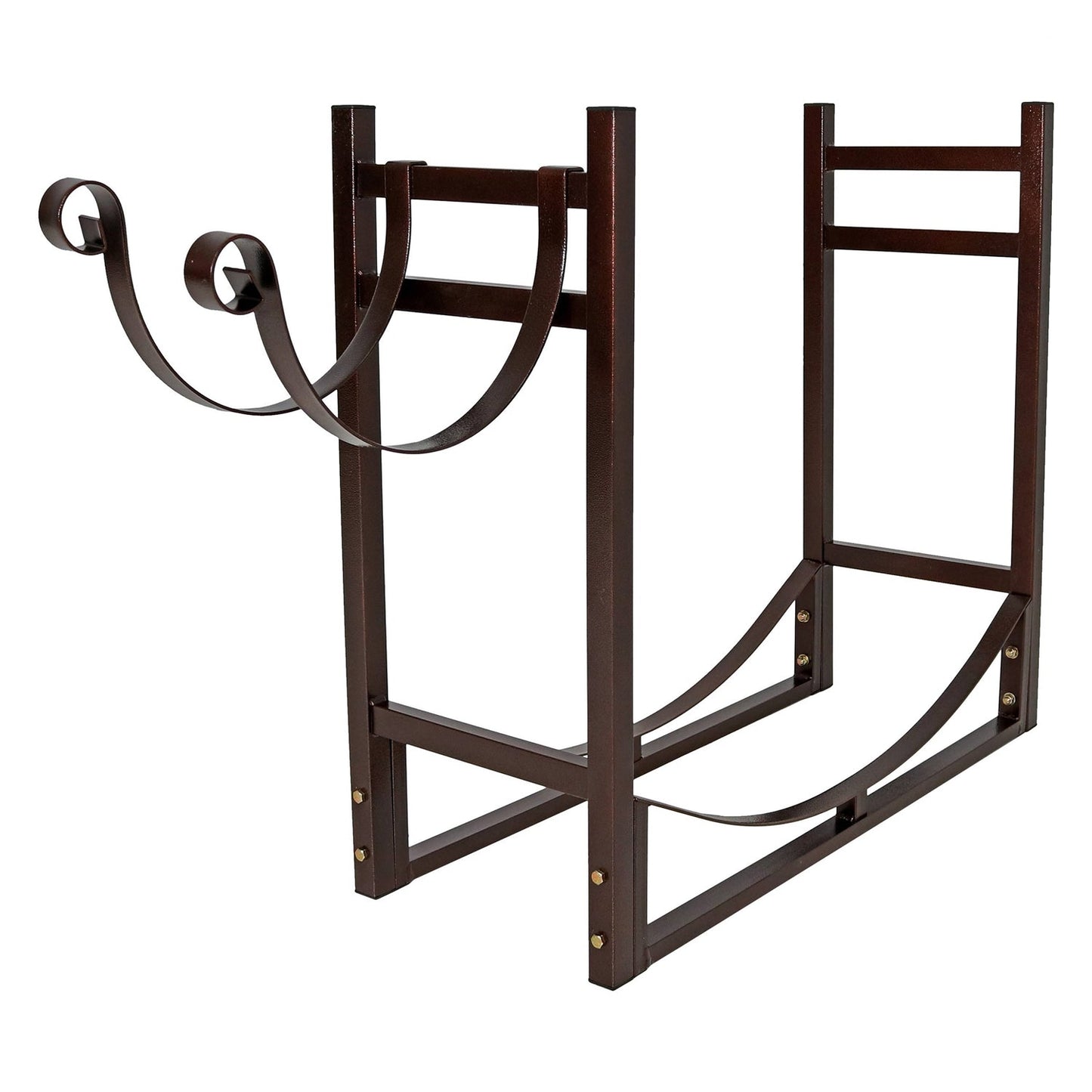 Bronze Metal Indoor/Outdoor Firewood Log Rack with Removeable Kindle Holder FastFurnishings