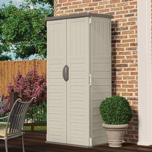 Outdoor Heavy Duty 22 Cubic Ft Vertical Garden Storage Shed in Taupe Grey FastFurnishings