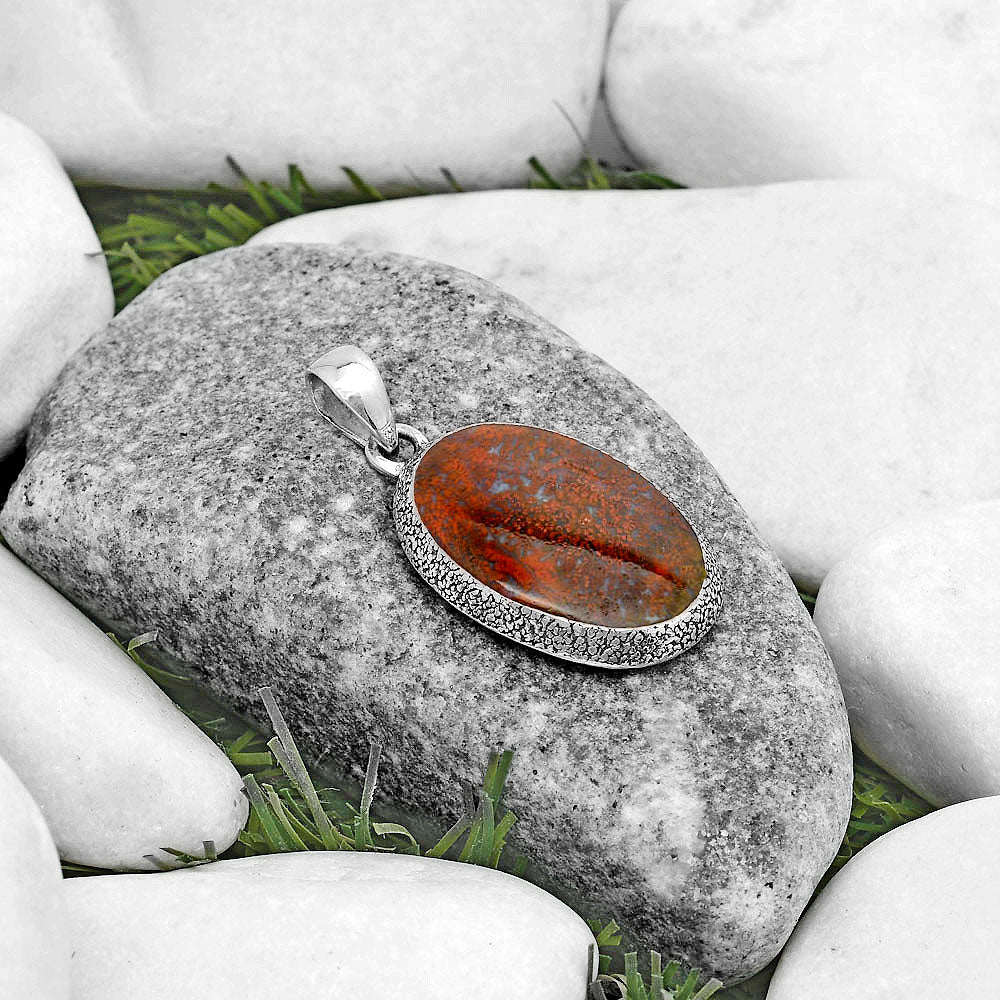 Natural Red Moss Agate Pendant P-1538 SDP121515 DESIRE GEM