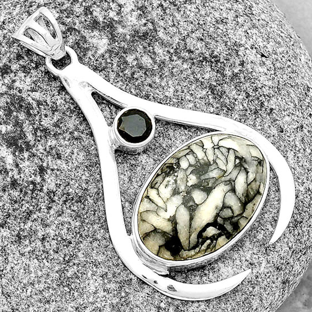 Natural Pinolith Stone & Black Onyx Pendant P-1057 SDP134004 DESIRE GEM