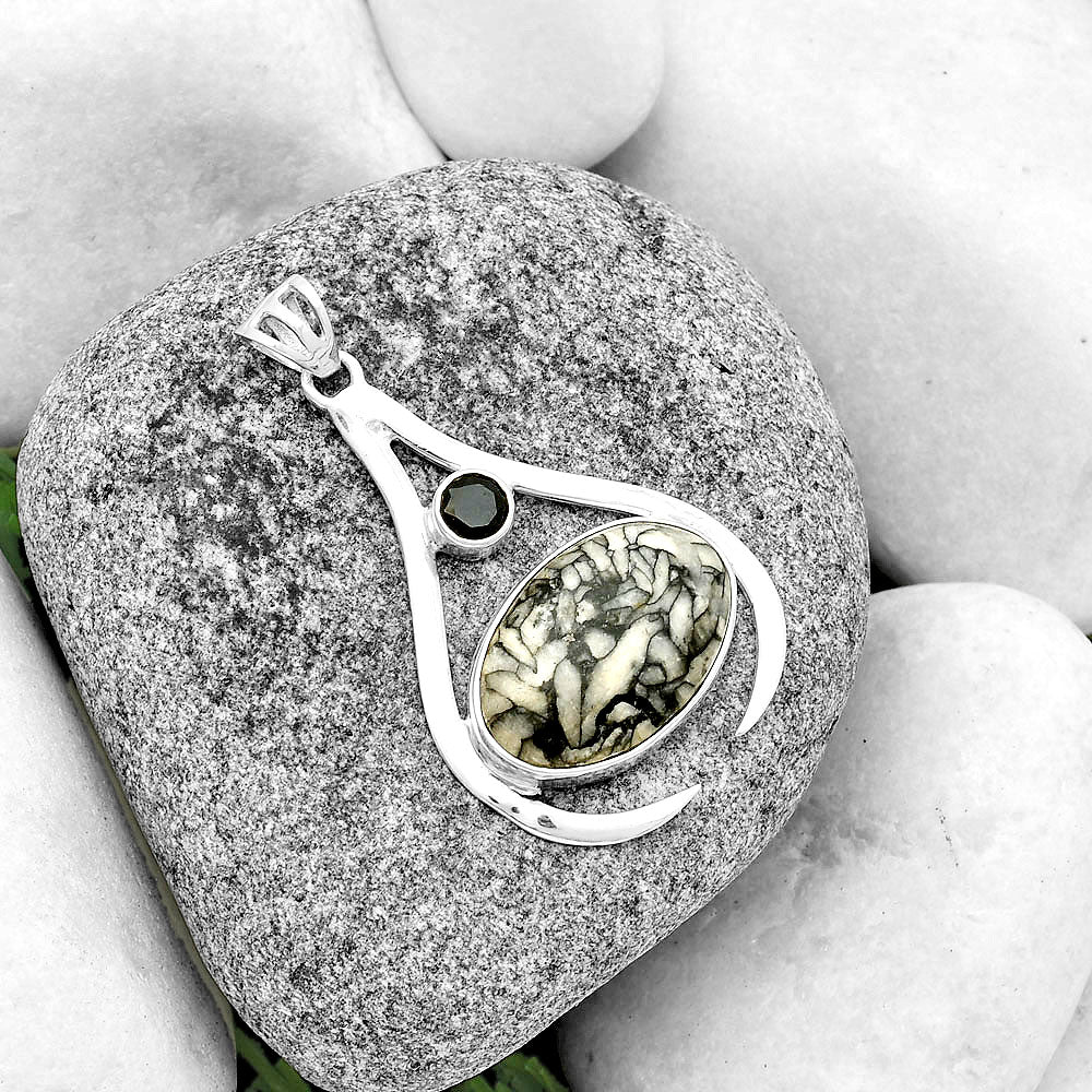 Natural Pinolith Stone & Black Onyx Pendant P-1057 SDP134004 DESIRE GEM