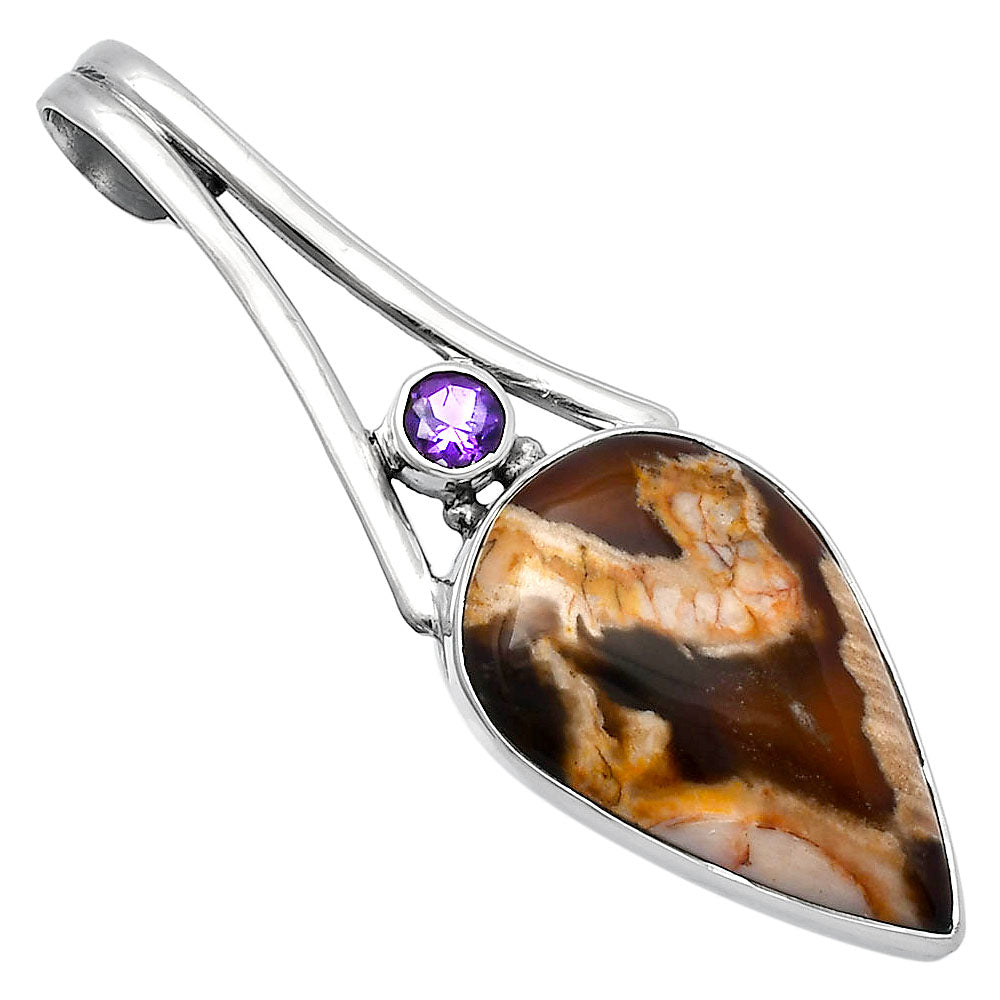 Natural Peanut Wood & Amethyst Pendant P-1006 SDP142994 DESIRE GEM