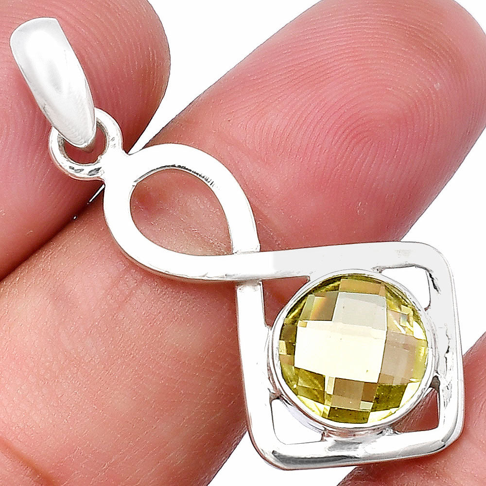 Lemon Quartz Checker Briolette Pendant P-1011 SDP143195 DESIRE GEM