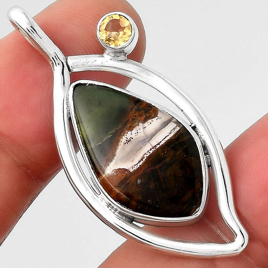 Turkish Rainforest Chrysocolla and Citrine Pendant P-1640 SDP155369 DESIRE GEM
