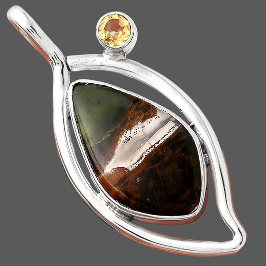 Turkish Rainforest Chrysocolla and Citrine Pendant P-1640 SDP155369 DESIRE GEM