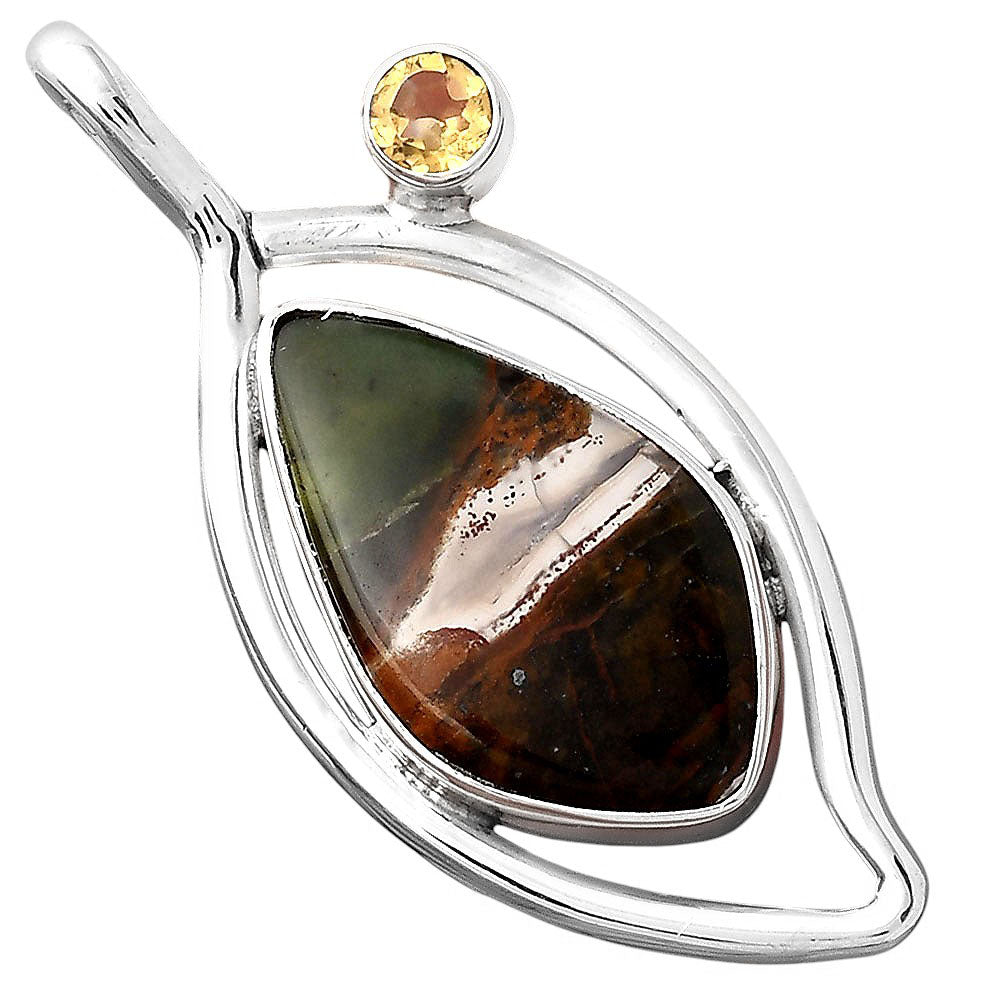 Turkish Rainforest Chrysocolla and Citrine Pendant P-1640 SDP155369 DESIRE GEM