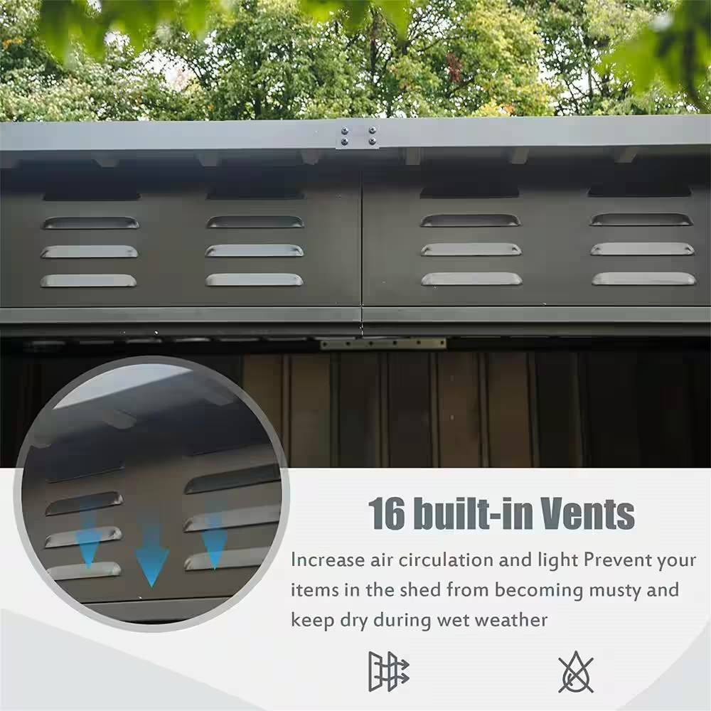 Outdoor Black Galvanized Steel Metal Storage Shed - 6ft. x 4 ft. FastFurnishings