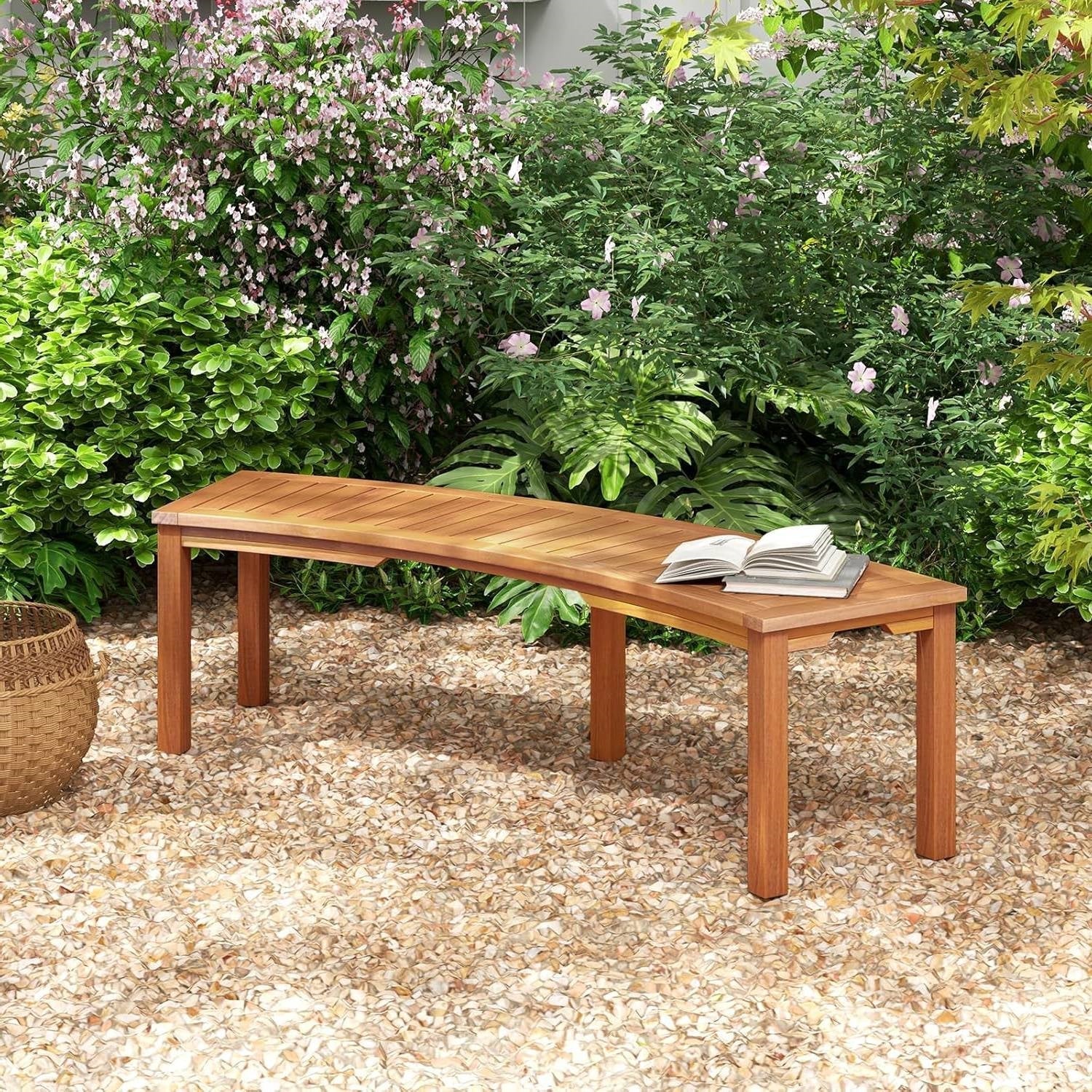 Set of 4 - Outdoor Curved Backless Garden Bench - Around Tree Table or Fire Pit FastFurnishings