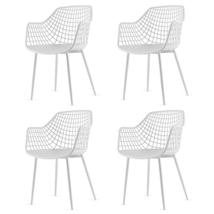 Set of 4 Modern Mid-Century White Mesh Dining Chair with Ergonomic Backrest