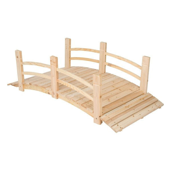 5-Ft Cedar Wood Garden Bridge with Railings in Natural Finish FastFurnishings