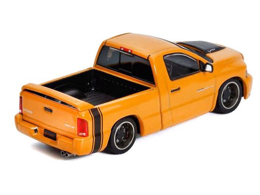 2003 Dodge Ram SRT-10 Pickup Truck Yellow with Black Tail Stripe 1/64 Diecast Model Car by Shoom64 Models SHOOM64