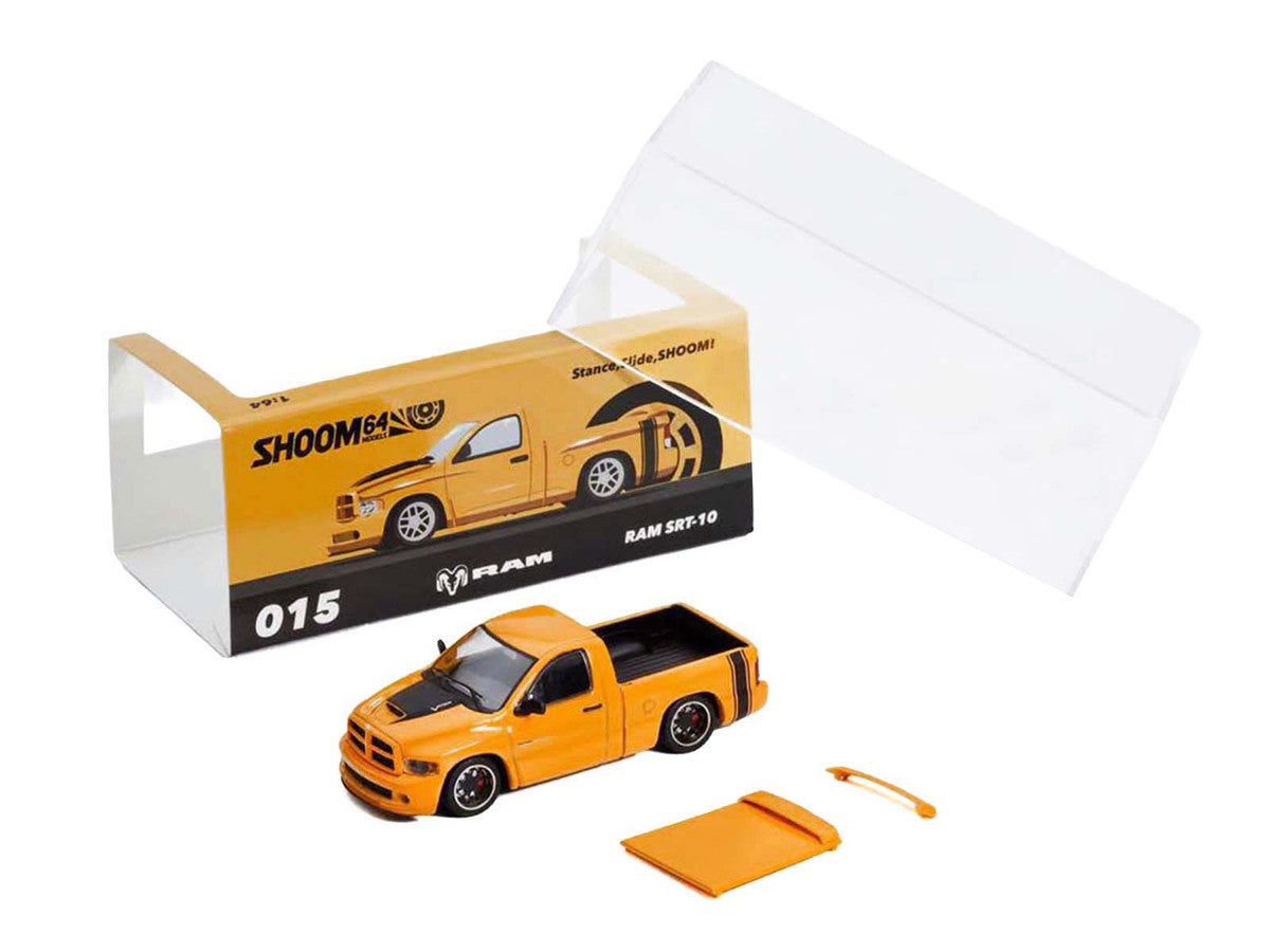 2003 Dodge Ram SRT-10 Pickup Truck Yellow with Black Tail Stripe 1/64 Diecast Model Car by Shoom64 Models SHOOM64