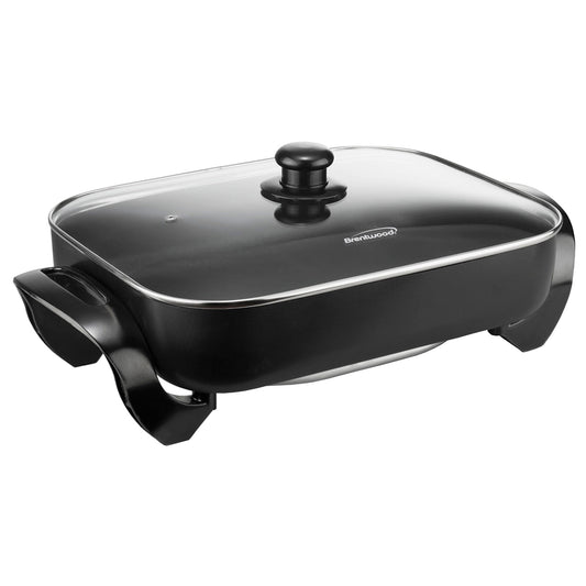 Brentwood 16 Inch Nonstick Electric Skillet with Glass Lid in Black W2B