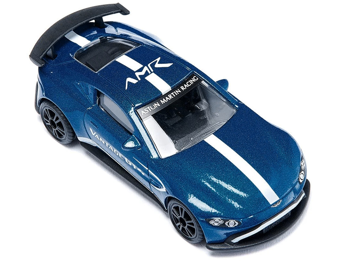 Aston Martin Vantage GT4 Blue Metallic with White Stripes Diecast Model Car by Siku