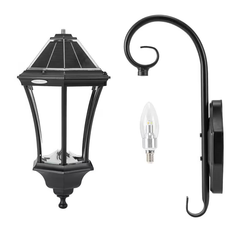 Outdoor Farmhouse Solar Wall Light in Black Finish - 150 Lumens FastFurnishings