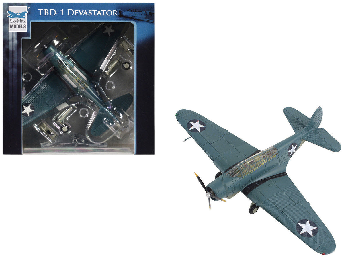Douglas TBD-1 Devastator Bomber Aircraft "Battle of Midway Lt Cdr EE Lindsey VT-6 USS Enterprise" (1942) United States Navy "SkyMax Models" Series 1/72 Diecast Model by Hobby Master Hobby Master