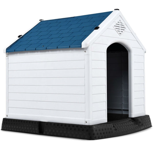 Small Outdoor Heavy Duty Blue and White Plastic Dog House FastFurnishings