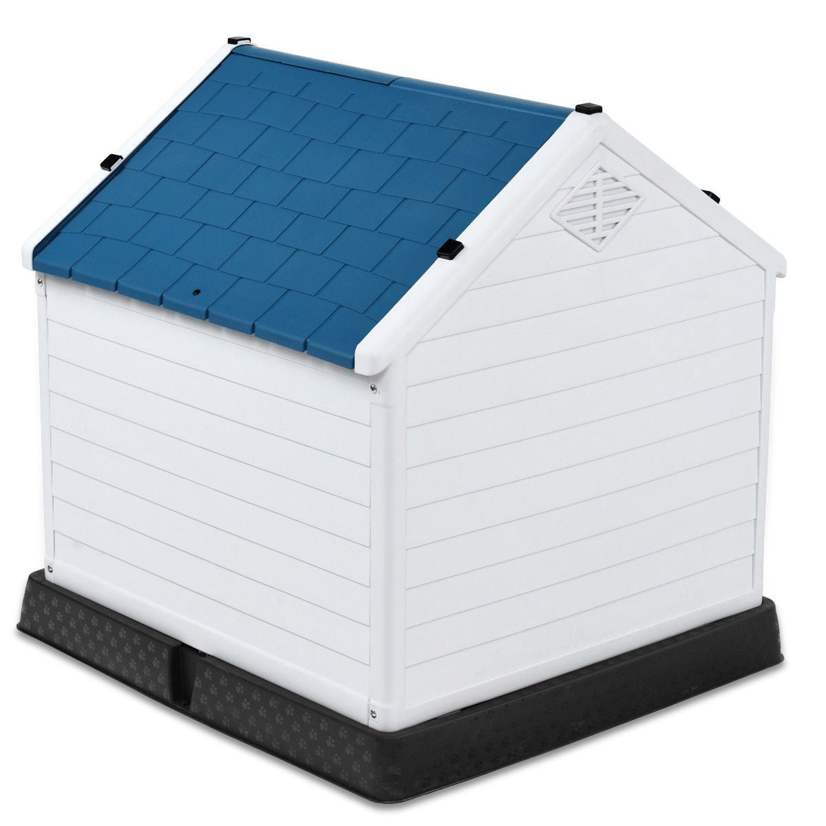 Small Outdoor Heavy Duty Blue and White Plastic Dog House FastFurnishings