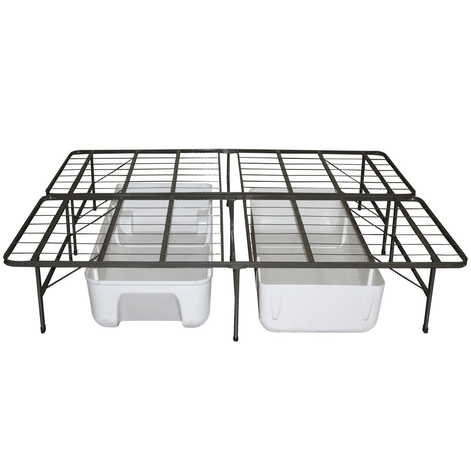 Twin Extra Long Metal Platform Bed Frame with Storage Space FastFurnishings