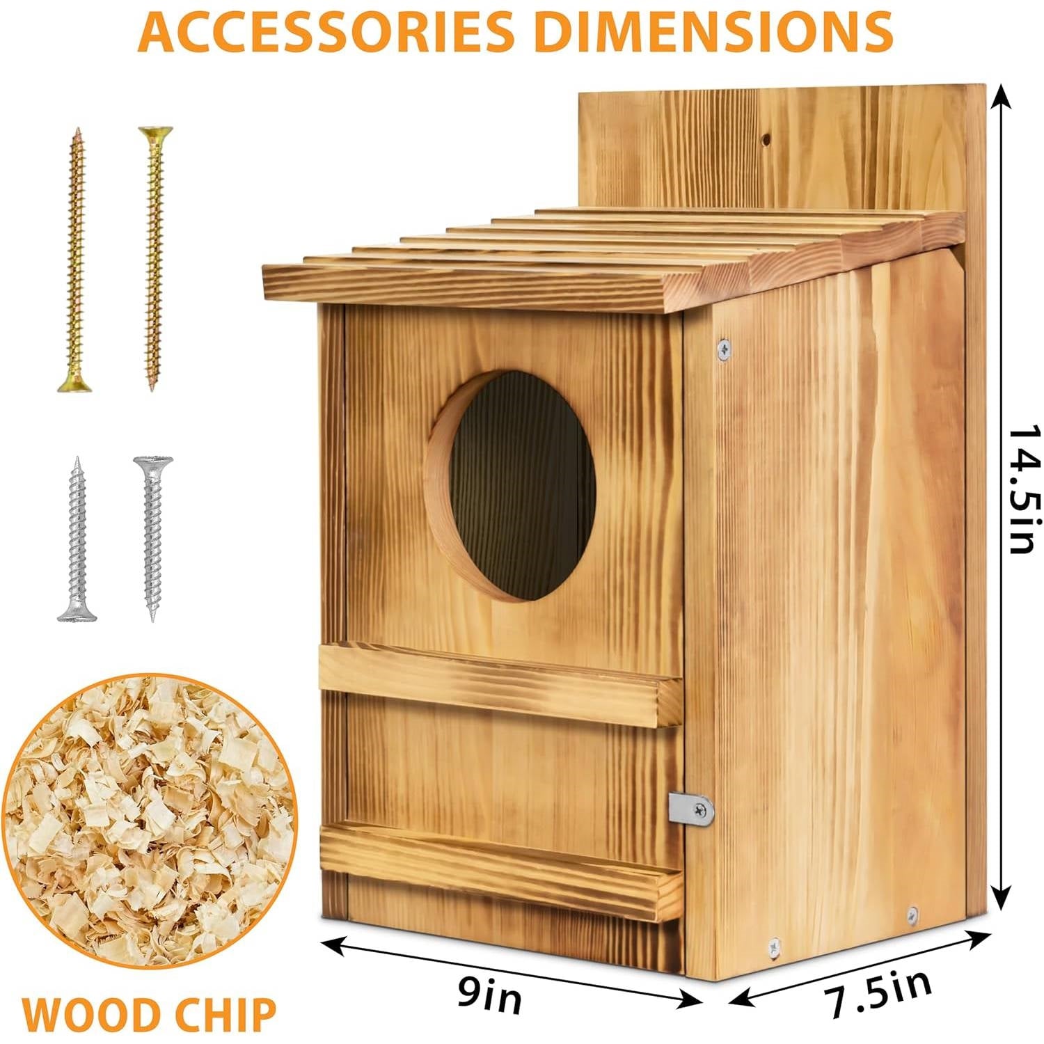 Outdoor Wooden Screech Owl BirdHouse for Mounting - Easy to Assemble FastFurnishings