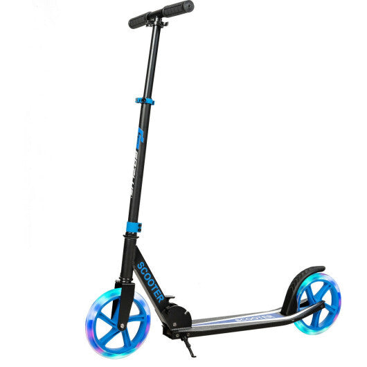 Portable Folding Sports Kick Scooter with LED Wheels-Blue - Color: Blue W2B