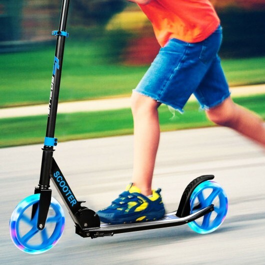 Portable Folding Sports Kick Scooter with LED Wheels-Blue - Color: Blue W2B