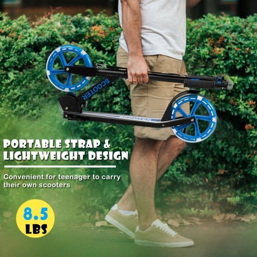 Portable Folding Sports Kick Scooter with LED Wheels-Blue - Color: Blue W2B