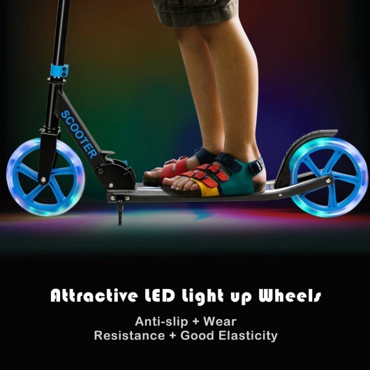 Portable Folding Sports Kick Scooter with LED Wheels-Blue - Color: Blue W2B