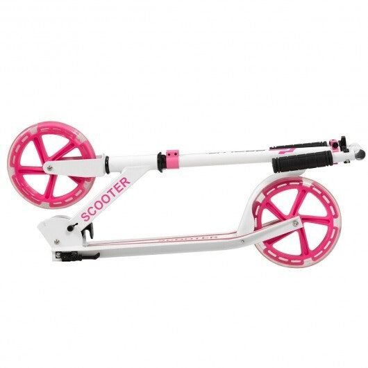 Portable Folding Sports Kick Scooter with LED Wheels-Pink W2B