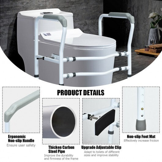 Steel Safety Toilet Rail with Created Fixable Clamp - Color: White W2B