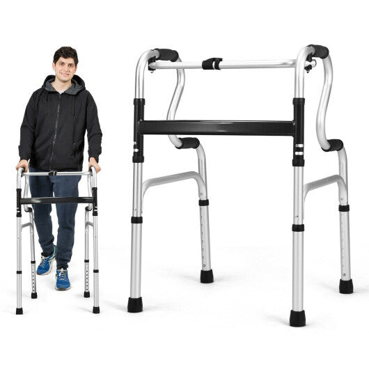 One-Button Folding Aluminum Walking Frame Walker W2B