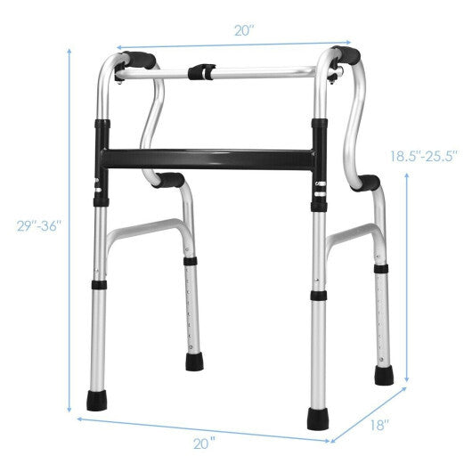 One-Button Folding Aluminum Walking Frame Walker W2B