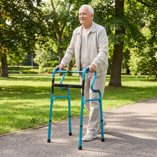 One-Button Folding Aluminum Walking Frame Walker W2B