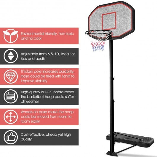 43 Inch Indoor Outdoor Height Adjustable Basketball Hoop W2B